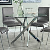 4-6 Seaters Glass Round Dining Table Chrome Cross Legs Dining Room Kitchen Home