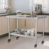 2 Tier Commercial Kitchen Work Bench StainlessSteel Work Prep Table/Wheels 2-6FT