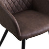 2× Brown Faux Leather Dining Chair Diamond Seat Metal Legs Dining Room Office