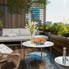 FATIVO High Gloss Marble Coffee Table 2 Tier Center Table w Strong Aluminum Legs