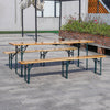 Folding Wooden Beer Table and Bench Set Garden Outdoor Bistro Bench Desk Chairs