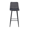 2 Pcs Grey Bar Stools Velvet Seat Metal legs 65 cm seat high Stools Chair Stripe