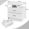 Modern End Table LED Nightstand High Gloss Bedside Table Adjustable Light Mode