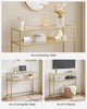 Gold Console Table with Tempered Glass Top for Living Room, Entryway, and Hallwa