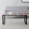 Rainbow Tempered Glass Rectangle Coffee Table Side End Table Metal Base Leg