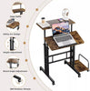 Height Adjustable Sit-Stand Desk Computer Table Standing Workstation with Wheel