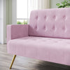 Modern Luxury Velvet Sofa Bed Pink 3 Seater Nonwoven Contrast Gold Metal Legs