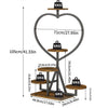 Strong Metal Plant Rack Floor Heart Shape Garden Flower Stand with 5 Pot Holders