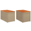 Garden Side Tables Dining Table 2 pcs Beige Poly Rattan Solid Wood