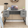 COSTWAY 120cm Home Office Desk Computer Desk w/4 Drawers & Storage-Grey