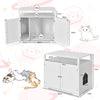 Cat Litter Box Wooden Enclosure Cat Washroom with Adjustable & Removable Divider