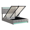 Double Bed Upholstered Bed Grey Fabric Gas Lift Ottoman Storage Bed Frame 4ft6