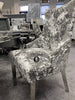 Dining Chair x2 Silver Crushed Velvet With Chrome Leg & Lion Knocker Back