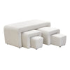 5pcs Teddy Velvet Upholstered Fabric Ottoman Large Bench Bed End Window Seat Set