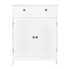 White Bathroom Floor Cabinet Freestanding 2 Doors Drawer Cupboard Storage Shelf