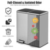 Metal Step Trash Can 60L Step Trash Garbage Can W/Dual Compartments