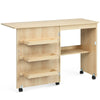 Folding Sewing Table 2 IN 1 Rolling Craft Table Home Office Desk Workstation
