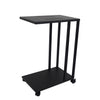 Metal Side Table 2 Layer Sofa End Coffee Snack Table with Wheels for Living Room