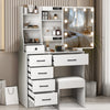 Dressing Table With 6 Drawers Mirror Stool Set Makeup Desk Vanity Table Bedroom