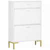 Shoe Storage Cupboard with 2 Flip Doors and Sliding out Drawer, White