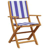 Folding Garden Chairs 8 pcs Blue and White Fabric and Solid Wood U1Z7
