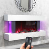 Electric Fireplace Suite Fire LED 7 Color Flames MDF Surround Heater Wall Mount