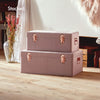 Beautify Storage Trunks Set of 2 Chests Velvet Pink Rose Gold Case Box Organiser