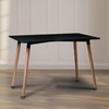 Dining Table 110cm Rectangular Scandi Modern Kitchen Living Room Black Wood Home