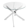 Clear Tempered Glass Dining Table 90cm Round Modern Kitchen Table Chrome Legs