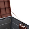 Brown&Grey 290L Plastic Storage Box Patio Gardening Tools Chest Box with Wheels