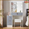 Dressing Table With Sliding Drawers Mirror Stool Set Makeup Vanity Desk Bedroom