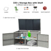 Outdoor PE Wicker Storage Bin Garden Patio 330L 2-Tier Rattan Deck Box with Lid