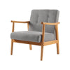 Scandinavian Wooden Frame Armchair Fabric Upholstered Button Chair Fireside Sofa