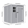 Grey Large Plastic Garden Shed Outdoor Storage Shed w/ Door and Window 181x183cm