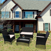 4 Piece Black Rattan Garden Furniture Set Chairs Table Sofa Wicker Outdoor Patio