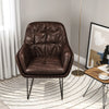 Distressed Faux Leather Armchair Metal Frame Single Sofa Tub Accent Chair Lounge