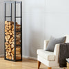 Neo Firewood Log Rack Large Black Metal Shelf Stand Tall Steel Storage Holder