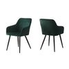 2X Green Dining Chairs Velvet Fabric Armchairs ＆ Metal Legs Kitchen Modern