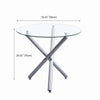 2x Grey Faux Leather Dining Chairs & Round Clear Glass Chromed Dining Table Set