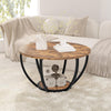 28" Round Coffee Table with Storage,2-Tier Wood Accent Center Table for Living R