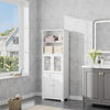 Modern White High Gloss Tall Bathroom Cabinet Storage Furniture Cupboard