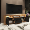 TV Unit 160cm I Sideboard Cabinet I TV Stand I Black Matt Doors I Free LED