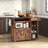 Kitchen Island Storage Trolley Rolling Cart Cupboard with Wine Rack & 2 Doors