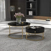Round Coffee Table with Drawer - Gold Metal Frame for Living Room, Bedroom, Offi