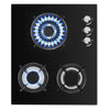 OYAJIA 58cm Black 3 Burner Gas On Glass Hob With Cast Iron Pan Stands UK