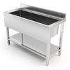 47in Stainless Steel Sink Commercial Kitchen Prep Storage Shelf Large Basin Bowl
