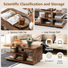 Coffee Table 3-Tier Wooden Geometric Storage Center Rustic Brown Modern Table