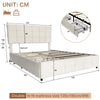 4ft6 Double Bed Upholstered Bed with 4 Storage Drawers, Tufted Headboard Beige