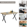 Modern Rectangular 4 Seater Dining Table Metal Straight Legs Morden Brown