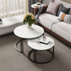 FATIVO Nesting Coffee Table Set of 2 White Marble Round End Table Pedestal Desk